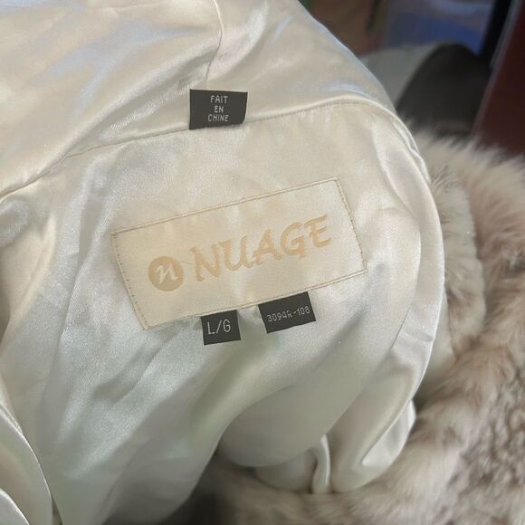 VTG! Nuage Collection Cream Faux Fur Hooded Coat Tiger Print L/G 90s Cozy Glam - Picture 3 of 15